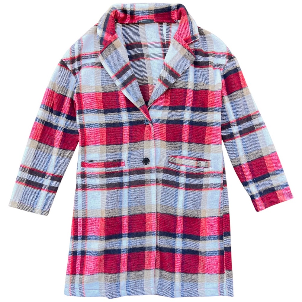 Plaid Longline Duster Trench Lightweight Jacket